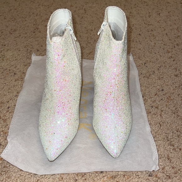 Allegra K White Glitter Ankle Boots - Picture 2 of 6